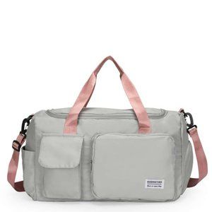 Gray and Pink Large Duffle Bag